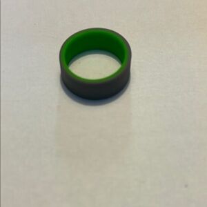 Gray and Green Silicone Ring. Size 10.